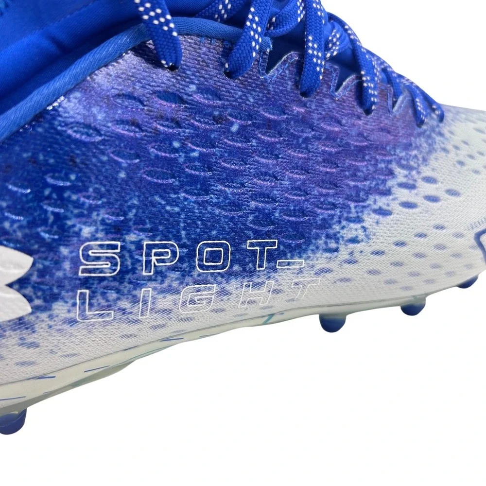 NEW Under Armour Spotlight Franchise RM Blue White‎ Football Cleats Mens Size 10